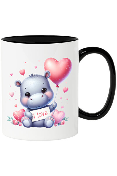 StoryGift Romania Cana cu un pui de hipopotam | ilustratie | mesajul "I love"...