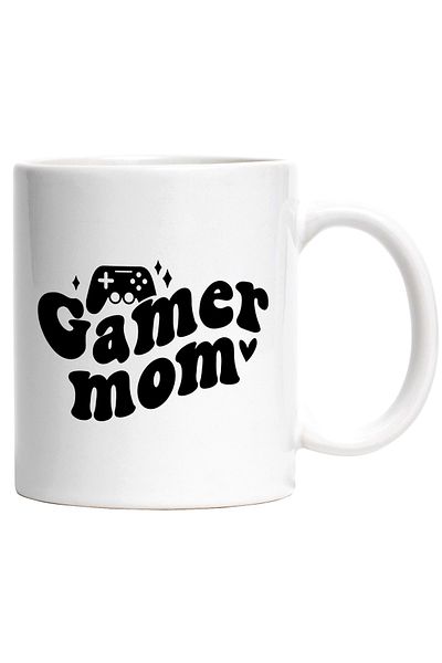 StoryGift Romania Cana cu inimioara si controller cu textul "Gamer mom" - mama jucatoare pasiune c, Cu Maner Alb