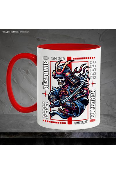 StoryGift Romania Skeleton Mug with Samurai ArmorImmortal Warrior, 330ml, Ceramic with R Handle, With ,STG