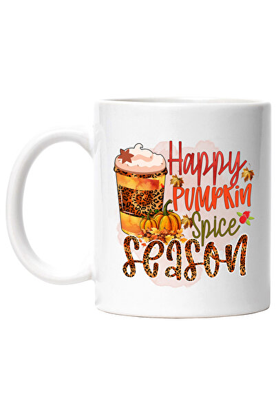 StoryGift Romania Cana cu mesajul "Happy pumpkin spice season", toamna, ilustratie, fericire, sezo, Cu Maner Alb