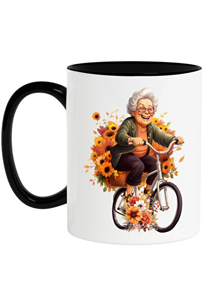 StoryGift Romania Cana cu o bunicuta cu ochelari care merge cu bicicleta | il...