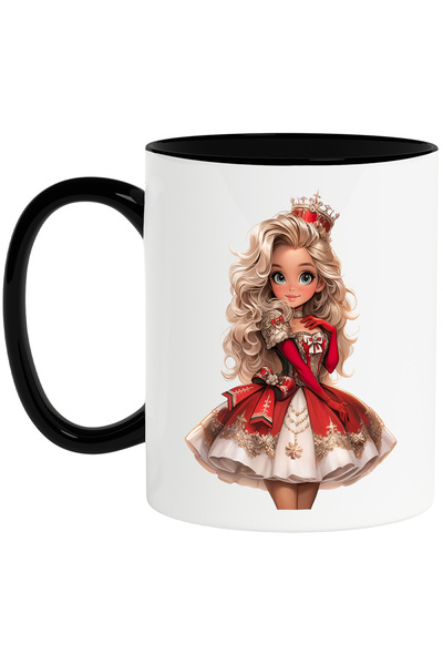 StoryGift Romania Cana cu o fata draguta cu coroana regala | rochie rosie si ...