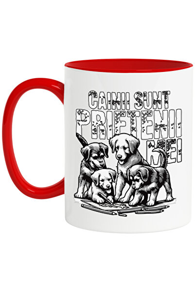 StoryGift Romania Cana Grup de Caini Pui Care Deseneaza Text Prietenii Mei Iu...