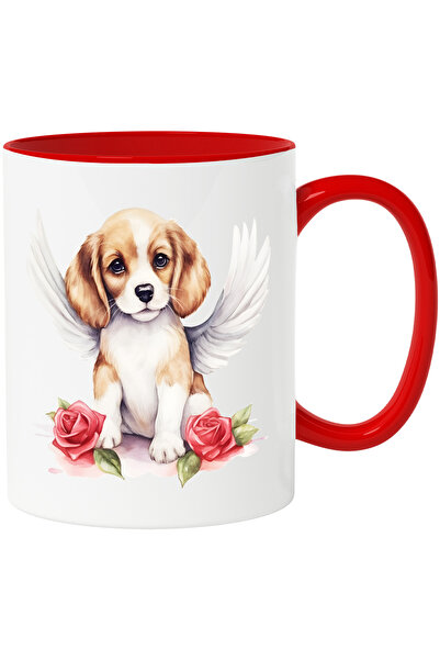 StoryGift Romania Cana cu un catel cu aripi | ilustratie | trandafiri | cadou...