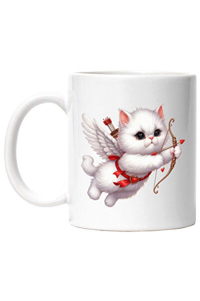 StoryGift Romania Cana cu o pisicuta alba Cupidon | blanoasa | ilustratie | a...