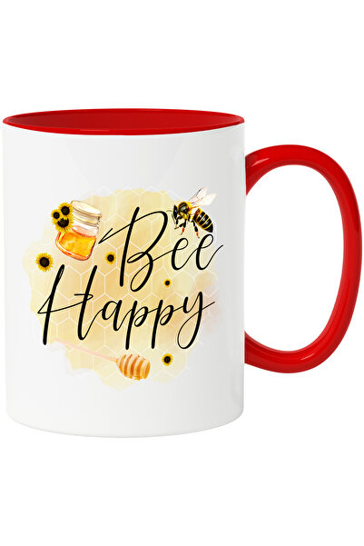 StoryGift Romania Cana cu albina cu fundal de fagure cu mesajul "Bee Happy", ...