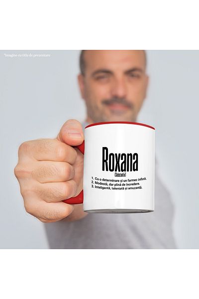 StoryGift Romania Mug With Name Roxana, and Motivational Message, Determination, Modest, Intelligence,, With ,STG