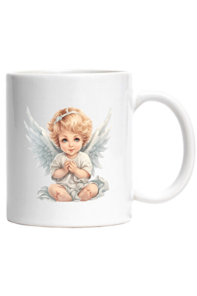 StoryGift Romania Cana cu un copilas vesel cu aripi de ingeras | par blond | ...