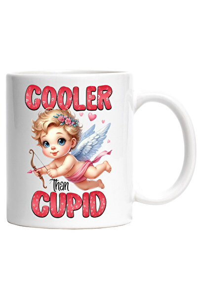 StoryGift Romania Cana cu ingerasul Cupidon cu mesajul "Cooler than Cupid", mai tare decat Cupidon, Cu Maner Alb