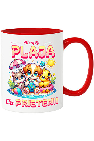 StoryGift Romania Cana cu Caine Pisica Si Ratusca Cu Colac Pe Plaja Cu Priete...