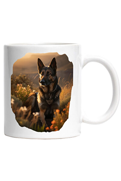 StoryGift Romania Cana cu Portret Caine, Caine Mare Frumos, Natura, Caine pe Iarba, Zgarda, Iubito, Cu Maner Alb