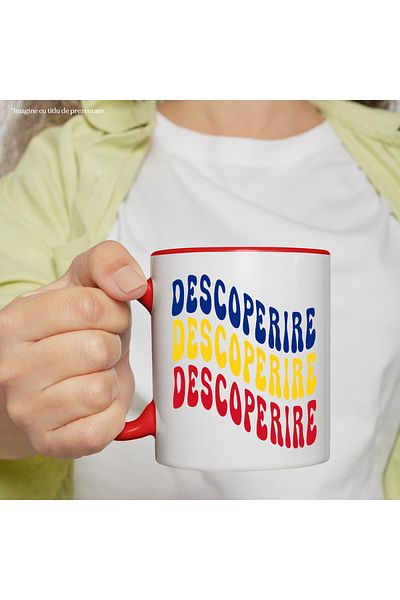 StoryGift Romania Mug The Word Discovery, in the Colors of the Romanian Flag, Red, Yellow, Blue, with ,STG