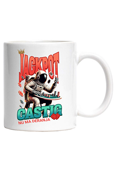 StoryGift Romania Cana cu Costum Spatial Astronaut Jucand Poker Zaruri Text J...