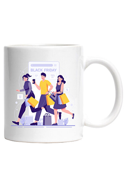 StoryGift Romania Cana Cu Black Friday, Eveniment, Cumparaturi, Punga, Plante, Reduceri, Multicolo, Cu Maner Alb