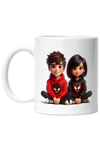 StoryGift Romania Cana cu o fata si un baiat, ilustratie, prietenie, hanorac,...