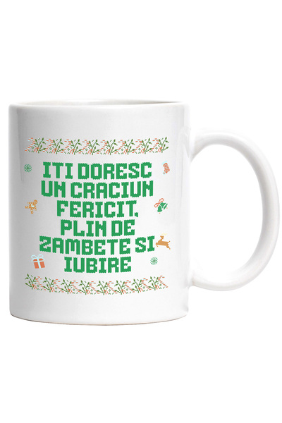 StoryGift Romania Cana urare de craciun iti doresc un Craciun fericit, 330ml,...