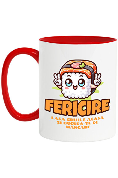StoryGift Romania Cana cu Sushi Vesel Cu Semnul Pace Text Fericire Lasa Griji...
