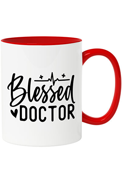 StoryGift Romania Mug for a blessed doctor - heart with red handle, With red ...