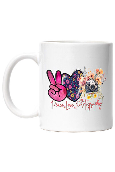 StoryGift Romania Cana cu mesajul "Peace, love, photography", ilustratie, act...