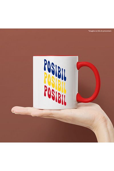 StoryGift Romania The Word Possible Mug, in the Colors of the Romanian Flag, Red, Yellow, Blue, T, Cu, STG.