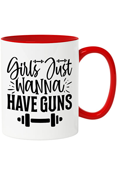 StoryGift Romania Cana cu o haltera si mesajul "Fetele vor doar sa aiba arme"...