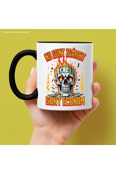 StoryGift Romania Mug Skull in Jaws text I am not stingy economical, 330ml, Ceramic with Handle Ne, With, STG.