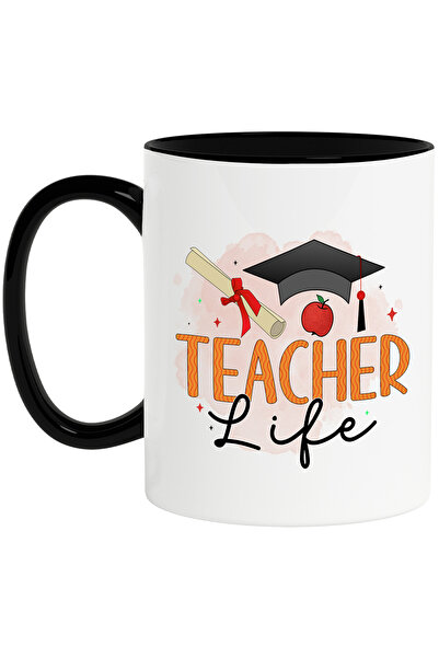 StoryGift Romania Cana cu mesajul "Teacher life", ilustratie, scoala, elevi, ...