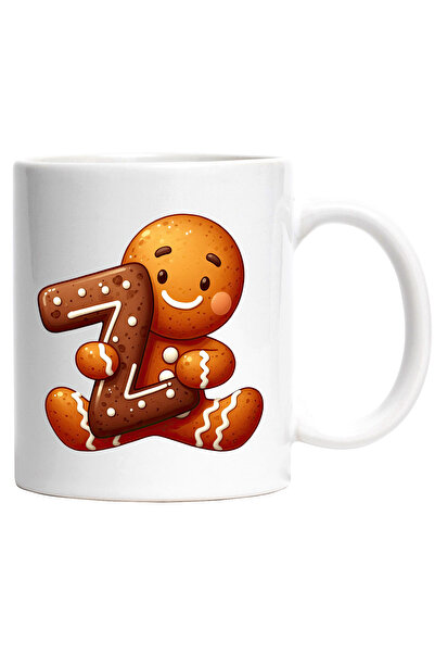 StoryGift Romania Cana cu un omulet facut din turta dulce care tine litera "Z" | ilustratie | elev, Cu Maner Alb