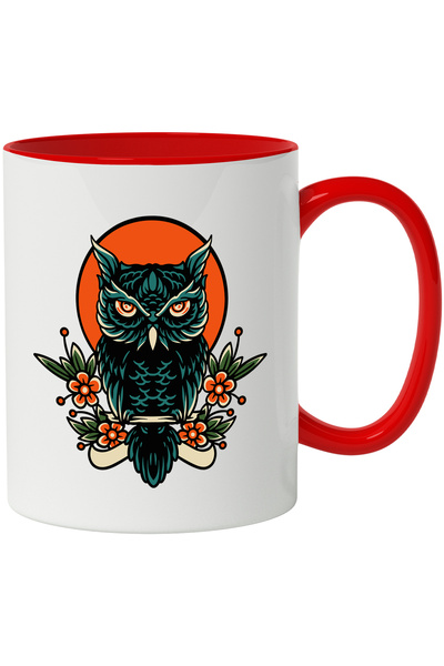 StoryGift Romania Cana Cu Bufnita, Flori, Cerc, Frunze, Panglica, Creanga, Mu...