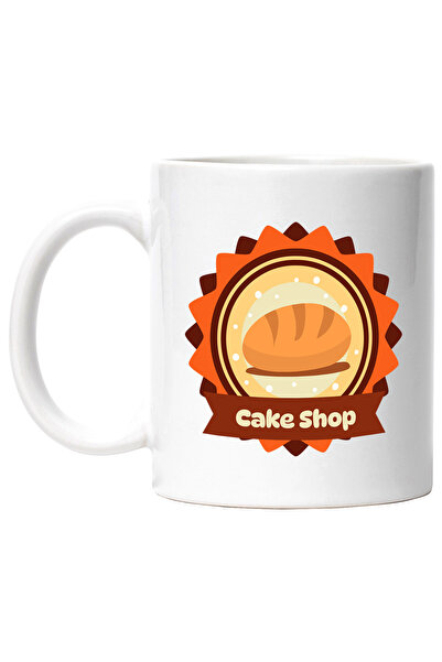 StoryGift Romania Cana Cu Mesaj In Engleza Cake Shop, Paine, Franzela, Cerc, Buline, Multicolor 33, Cu Maner Alb