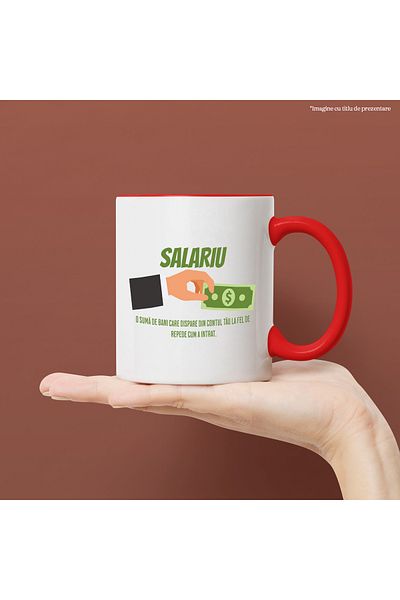 StoryGift Romania Salary Mug a sum of money that quickly disappears banknote, 330ml, Ceramic with Handles, With,STG