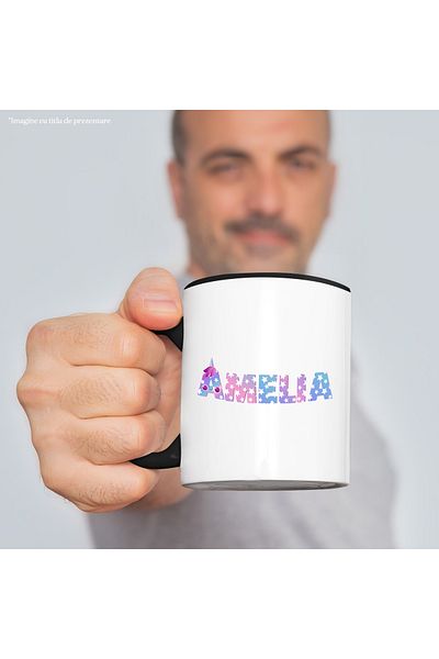 StoryGift Romania Mug With Name Amelia, Unicorn, Princess, Fairytale, Cute, 330ml, Ceramic with , With ,STG .