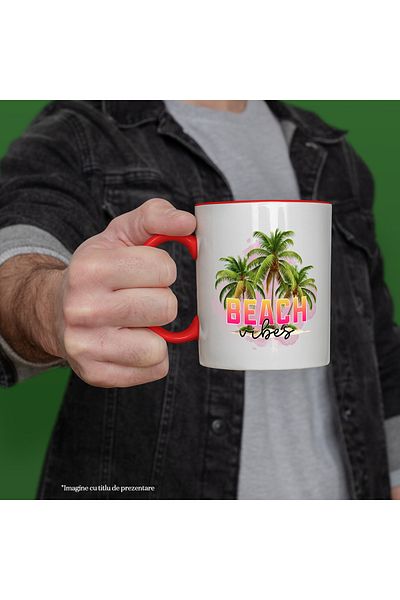 StoryGift Romania Mug with the message "Beach vibes", summer, vacation, relaxation, holiday, illustration, pl, With ,STG