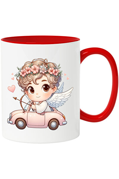 StoryGift Romania Cana cu un bebelus Cupidon care se plimba cu masina | ilust...