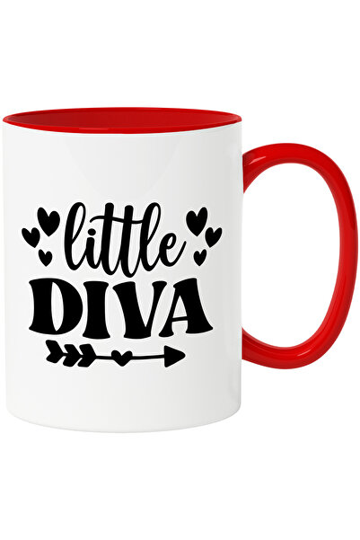 StoryGift Romania Cana cu inimioare pentru o diva micuta - afectiune apreciata cu Maner Rosu, Cu Maner Rosu