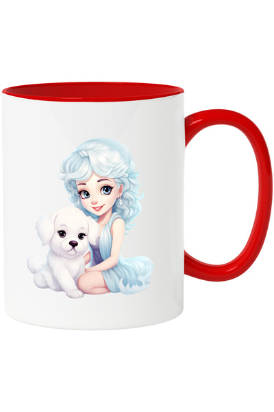 StoryGift Romania Cana cu o fata draguta care are un catelus alb | ilustratie...