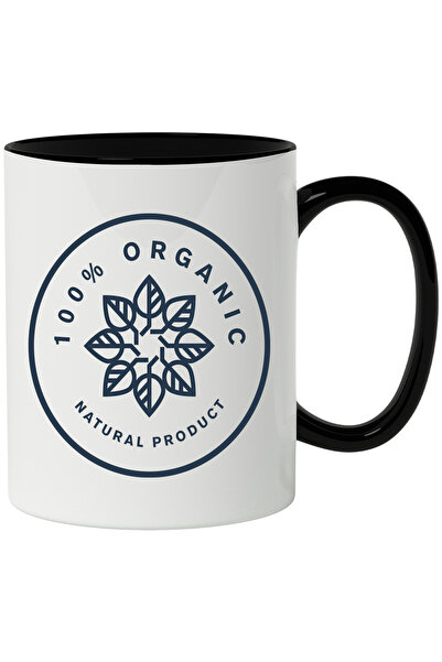 StoryGift Romania Cana Cu Mesaj In Engleza 100% Organic Natural Product, Cerc, Frunze, Geometric, , Cu Maner Negru