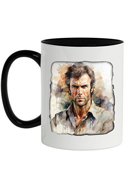 StoryGift Romania Cana Cu Clint Eastwood, Actor, Regizor, Filme, Multicolor 330 ml, Ceramica cu Ma, Cu Maner Negru