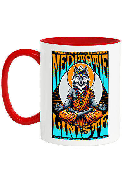 StoryGift Romania Cana Meditatie si Liniste - Lupul facand Yoga, 330ml, Ceram...