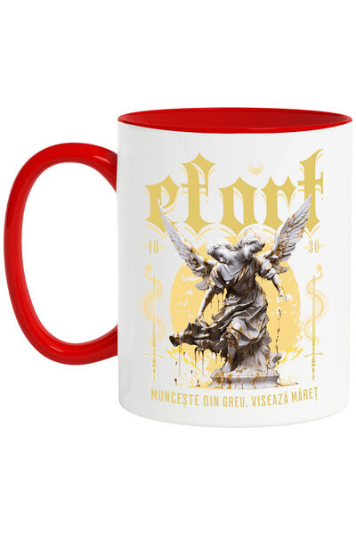 StoryGift Romania Cana cu Statuie Cu Doua Capete Cu Aripi Text Munceste Din G...