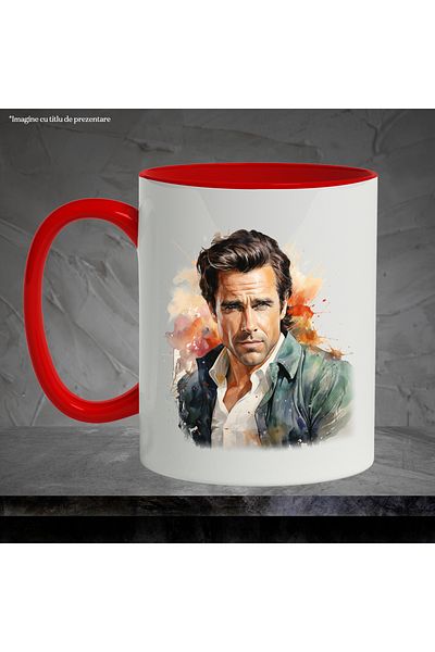 StoryGift Romania Mug With Pierce Brosnan, Actor, Movie Lovers, Celebrity, Multicolor 330 ml, Sky, With,STG.