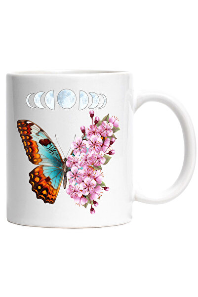 StoryGift Romania Cana cu fluture cu floricele si cu luna deasupra, semiluna,...