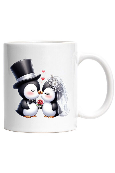 StoryGift Romania Cana cu 2 pinguini la nunta | ilustratie | sarut | mireasa ...