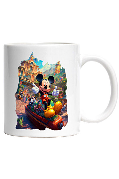 StoryGift Romania Cana Cu Mickey Mouse, Disney, Persoane, Desene Animate, Palat, Munte, Multicolor, Cu Maner Alb