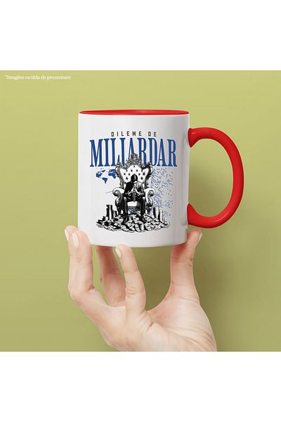 StoryGift Romania Mug angry man on throne billionaire money dilemmas, 330ml, Ceramic with Red Handle, With Ma,STG