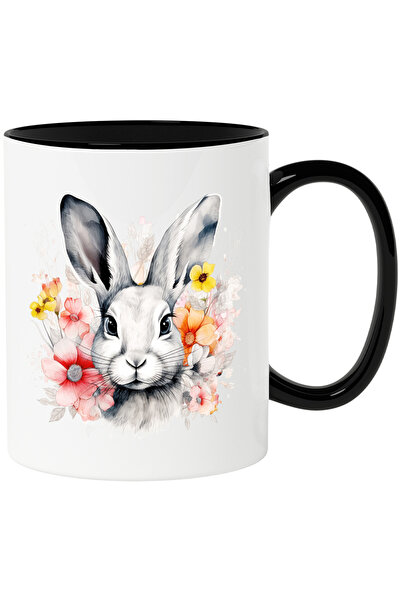 StoryGift Romania Cana cu un iepure serios | ilustratie | abstract | flori | ...