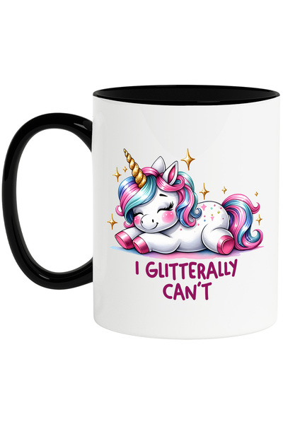 StoryGift Romania Cana cu unicorn cu mesajul "I glitterally can't", ilustrati...