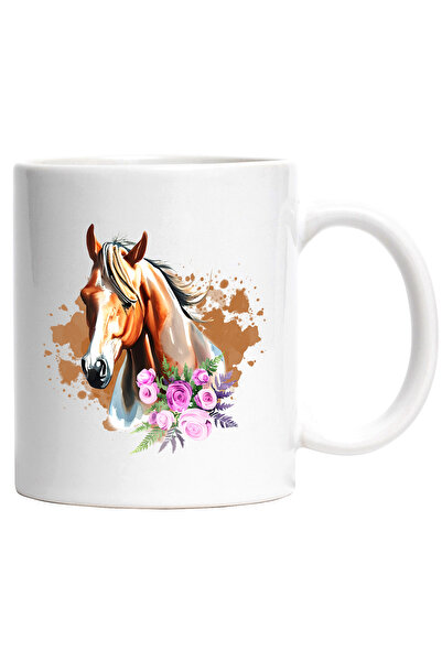 StoryGift Romania Cana cu un cal si cu flori roz, echitatie, calarit, animal,...