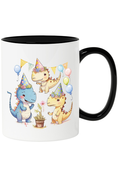StoryGift Romania Cana cu niste dinozauri la o petrecere | ilustratie | floar...
