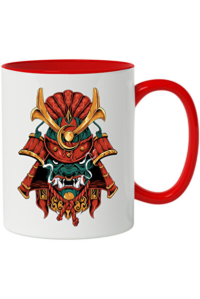 StoryGift Romania Cana Cu Casca De Samurai, Asiatic, Monstru, Omi, Demon, Fum, Multicolor 330 ml, , Cu Maner Rosu